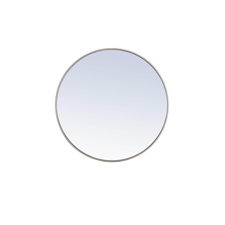 Metal Frame Round Mirror 36 Inch Silver Finish